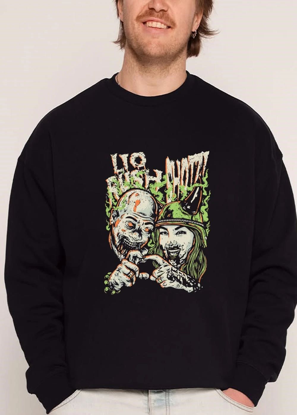 Lio Rush What Zombie Couple Finger Heart Horned Helmet Distressed Cartoon shirt