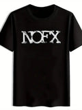 Men's Casual NOFX Graphic T-Shirt - Distressed Letter Print Round Neck Summer Te