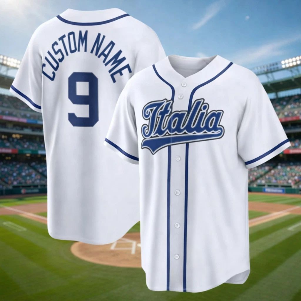 Italy Baseball Jersey Custom Name Number Flag Team Style Unisex Shirt S-5XL