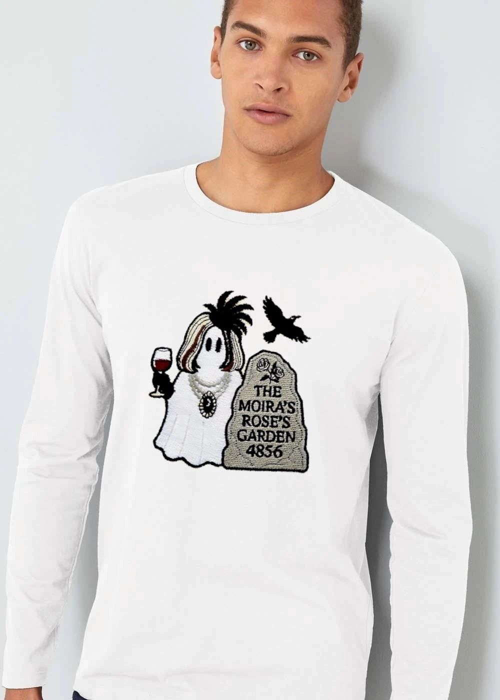 Original The Moiras Roses Garden 4856 Ghost Wig Wine Glass Tombstone Crow Cartoon shirt