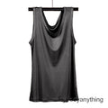 Men's 100% Silk Tank Tops Crew Collar Sleeveless T-Shirt Knitted Undershirt Tops