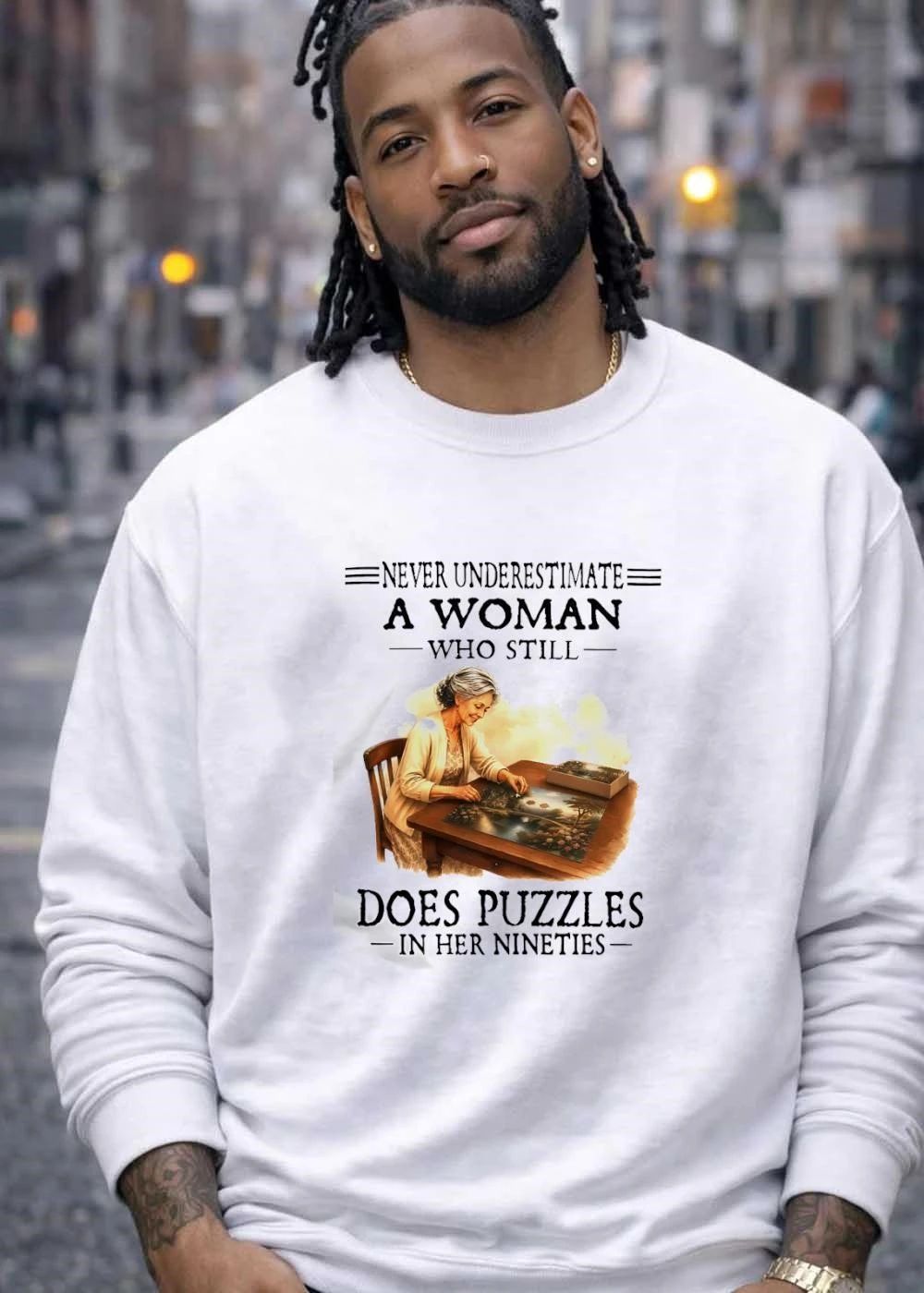 Never Underestimate a Woman Who Still Does Puzzles in Her Nineties T-Shirt