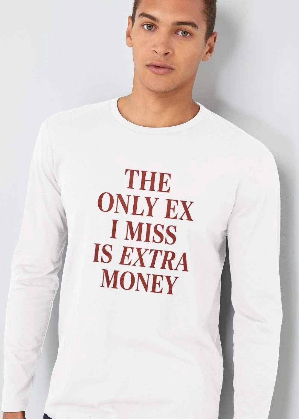 The Only Ex I Miss Is Extra Money Red Embossed Serif Typography shirt