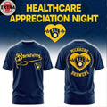 Original Milwaukee Brewers Healthcare Appreciation Night 2026 Celebrate Logo Two Sided T-shirt