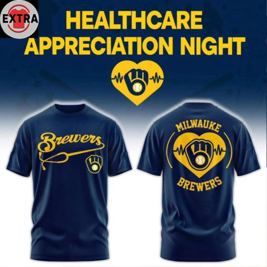 Original Milwaukee Brewers Healthcare Appreciation Night 2026 Celebrate Logo Two Sided T-shirt