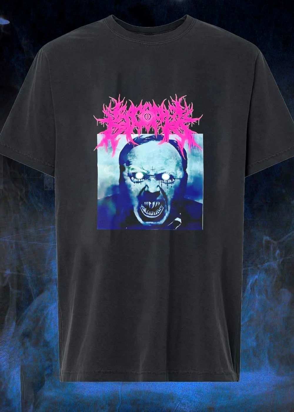 Goth Style Horror Apparel Demon Face With Glowing Eyes Metal Band shirt
