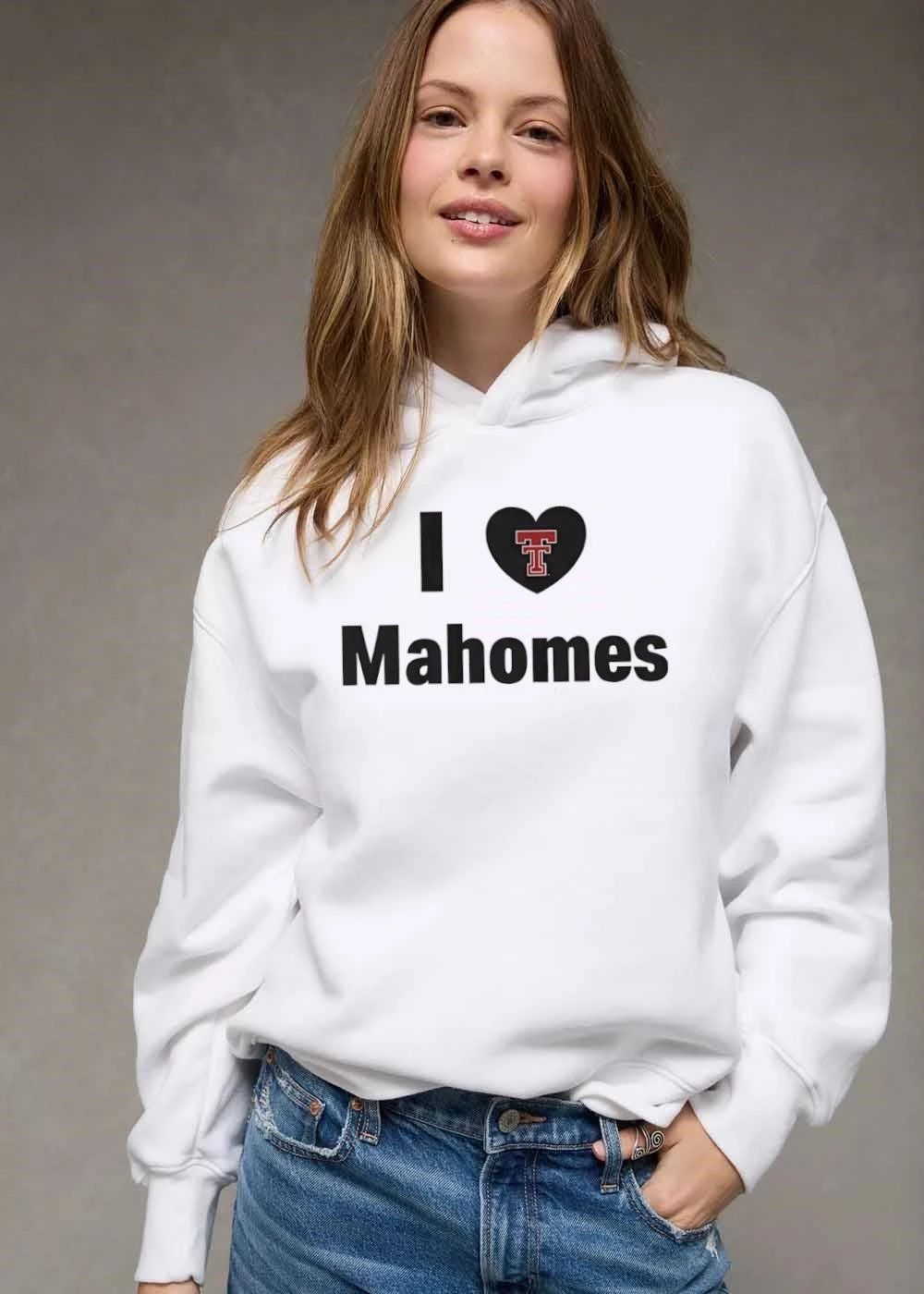 Texas Tech Red Raiders NCAA I Love Mahomes Black Heart Double T Logo shirt