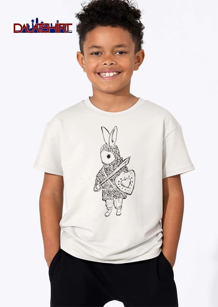 Rabbit Knight Chainmail Armor Sword Heart Shield Line Art Sketch shirt