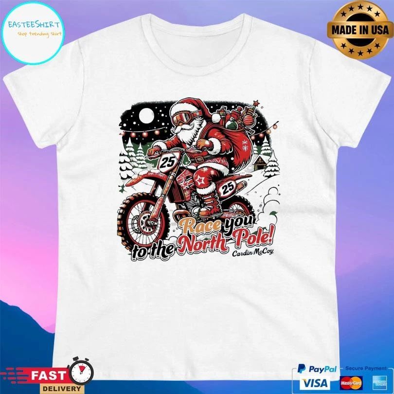Race To The North Pole Santa Moto T-shirts