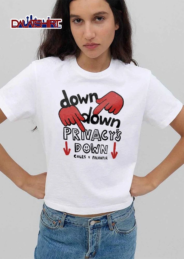 Coles X Palantir Down Privacys Red Pointing Hands Eye Smiley Cartoon shirt