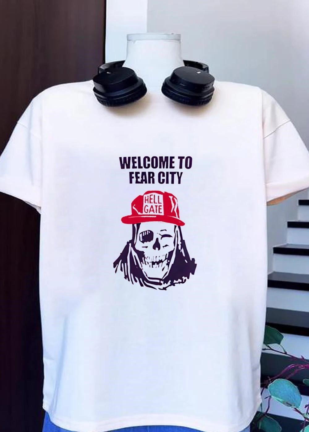 Skull Welcome to Fear City Hell Gate T-Shirt