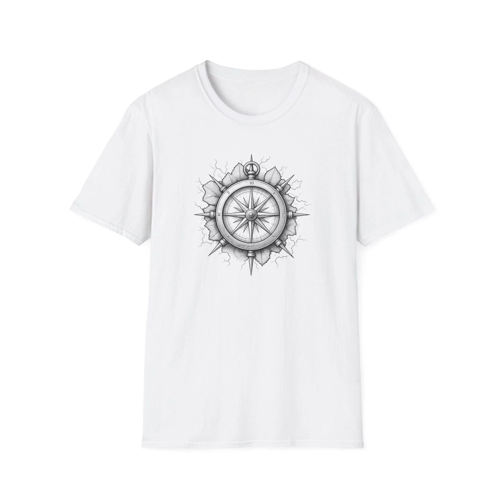 Compass Tattoo Style T-Shirt | Navigation Design
