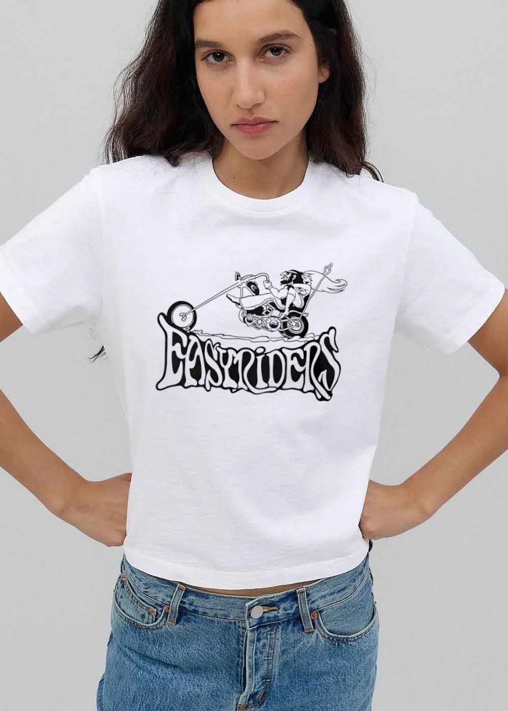 Easyriders Cartoon Biker Couple Riding Chopper Motorcycle shirt