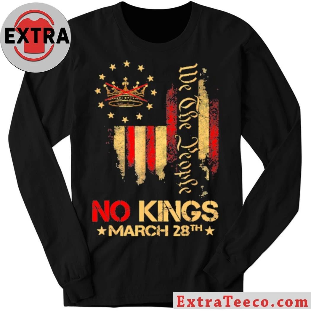 Original No Kings Vintage America Flag 1776 No Kings March 28 Anti-Trump T-Shirt
