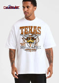 Texas Longhorns NCAA Hook Em Horns Game Changers Est 1883 Cartoon Mascot State Map Outline shirt