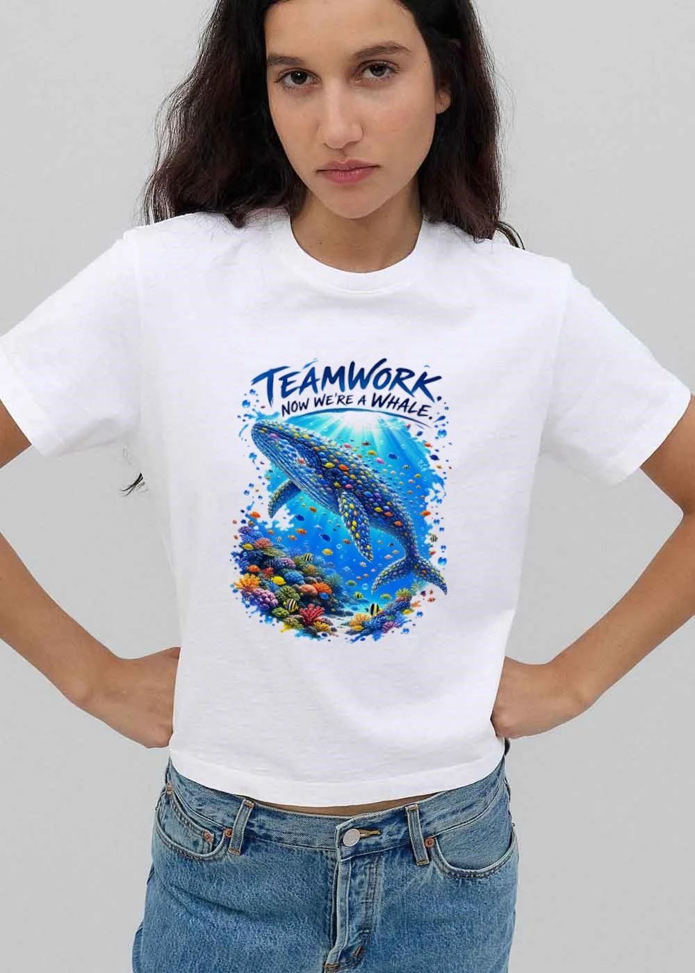 Teamwork Now Were A Whale School Of Colorful Fish Swimming Coral Reef shirt