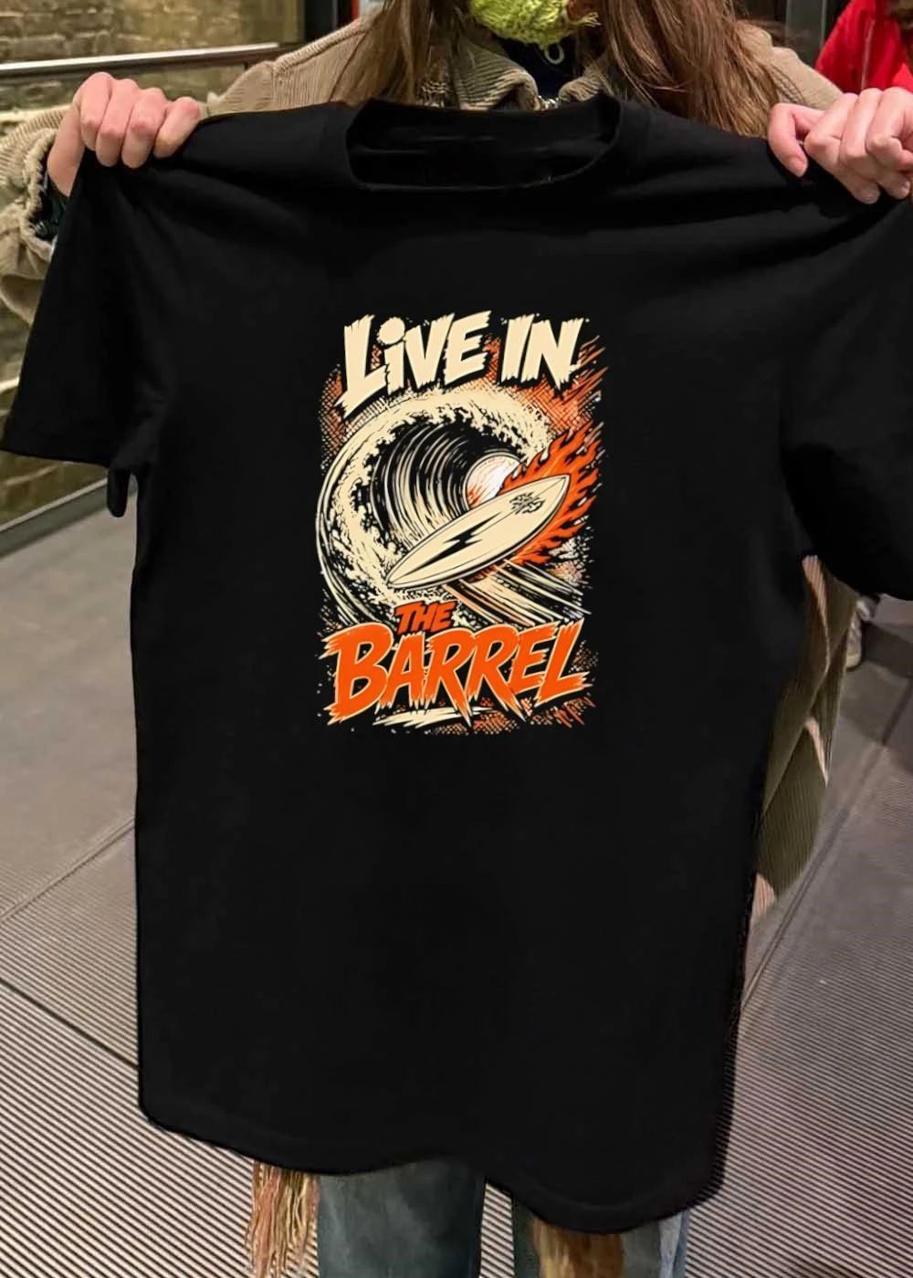 Surf Style Live in the Barrel Flaming Surfboard shirt