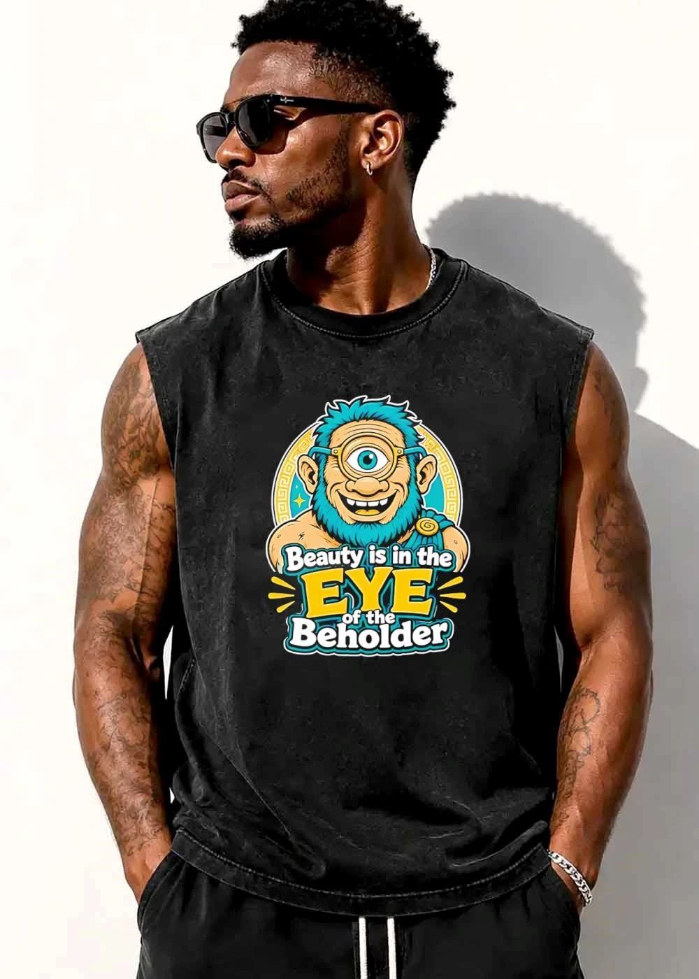 Beauty Is In The Eye Of Beholder Cartoon Greek Cyclops Glasses Toga shirt