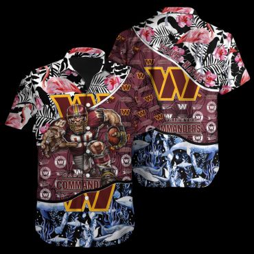 Personalized Washington Commanders Flamingo Ocean Hawaiian Shirt