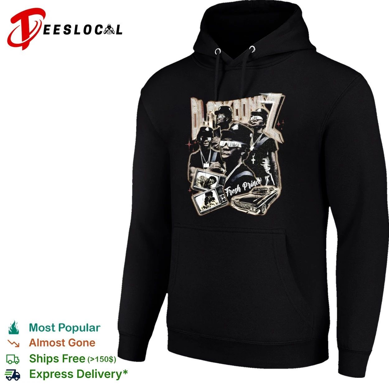 Black Bonez Fresh Prince hip hop rap streetwear T-shirt