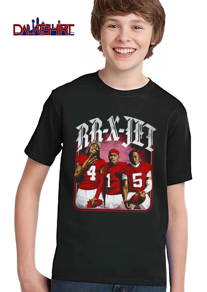 Rr X Jet Three Football Players Red Jerseys Numbers 4 1 5 Bootleg Portrait shirt