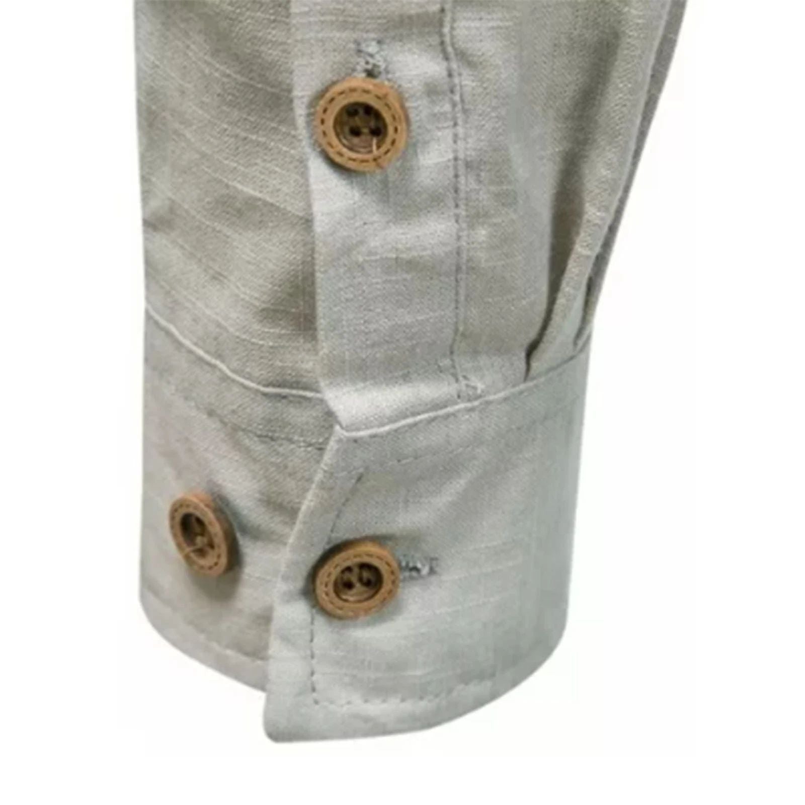 Men Dress Shirt Grey Slim Fit Stand Collar Pure Color Elegant Soft Men Henle CTX