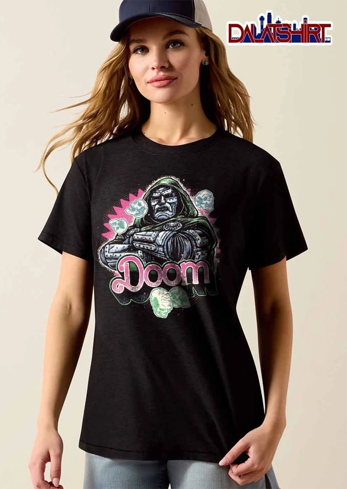 Doom Masked Hooded Supervillain Crossed Gauntlets Skulls shirt