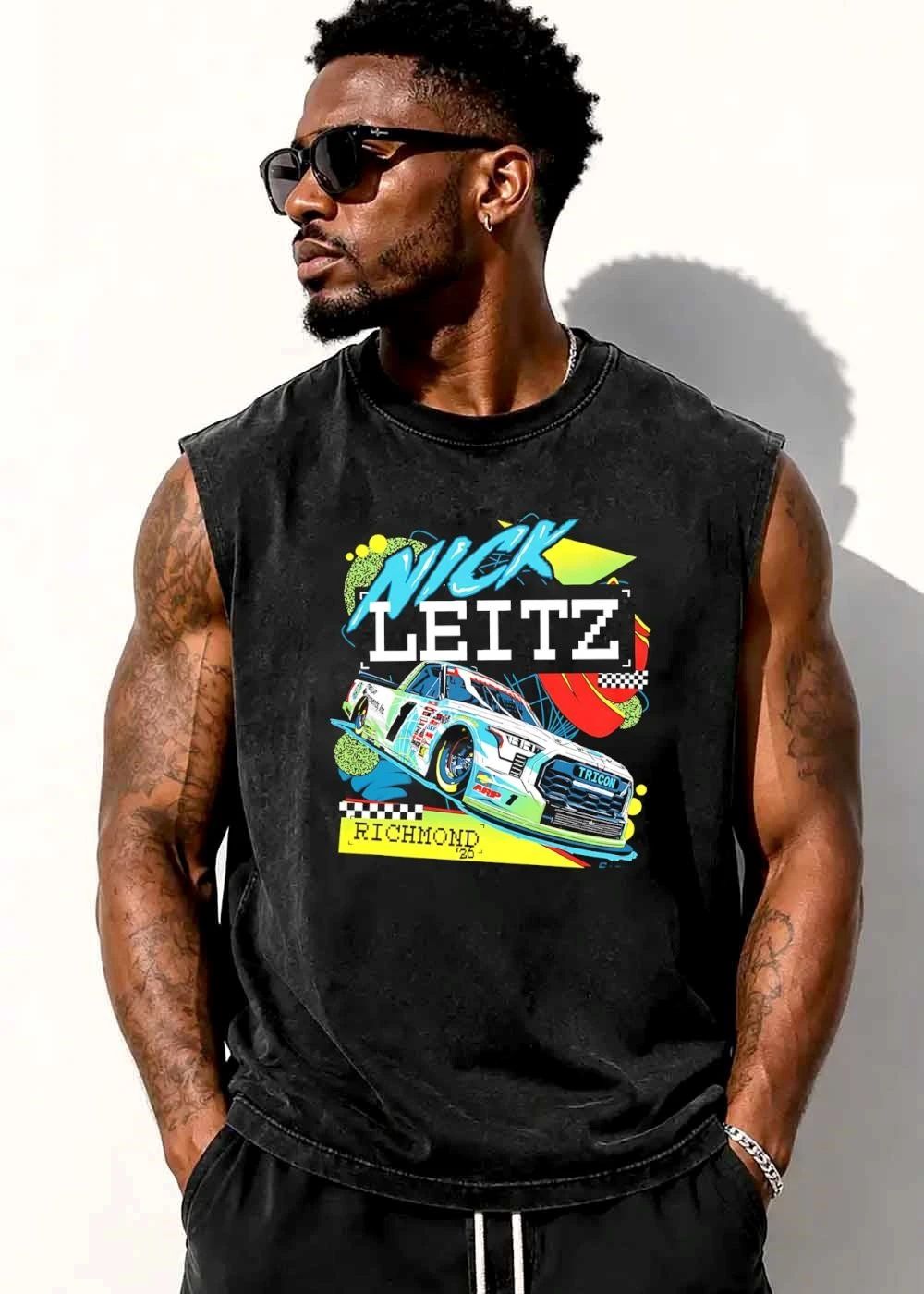 Tricon Richmond Nick Leitz 2026 Retro Neon Geometric Racing Truck shirt