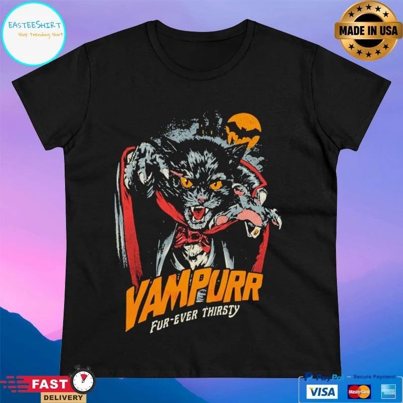 Vampurr Fur-ever Thirsty Dracula Cat T-shirts