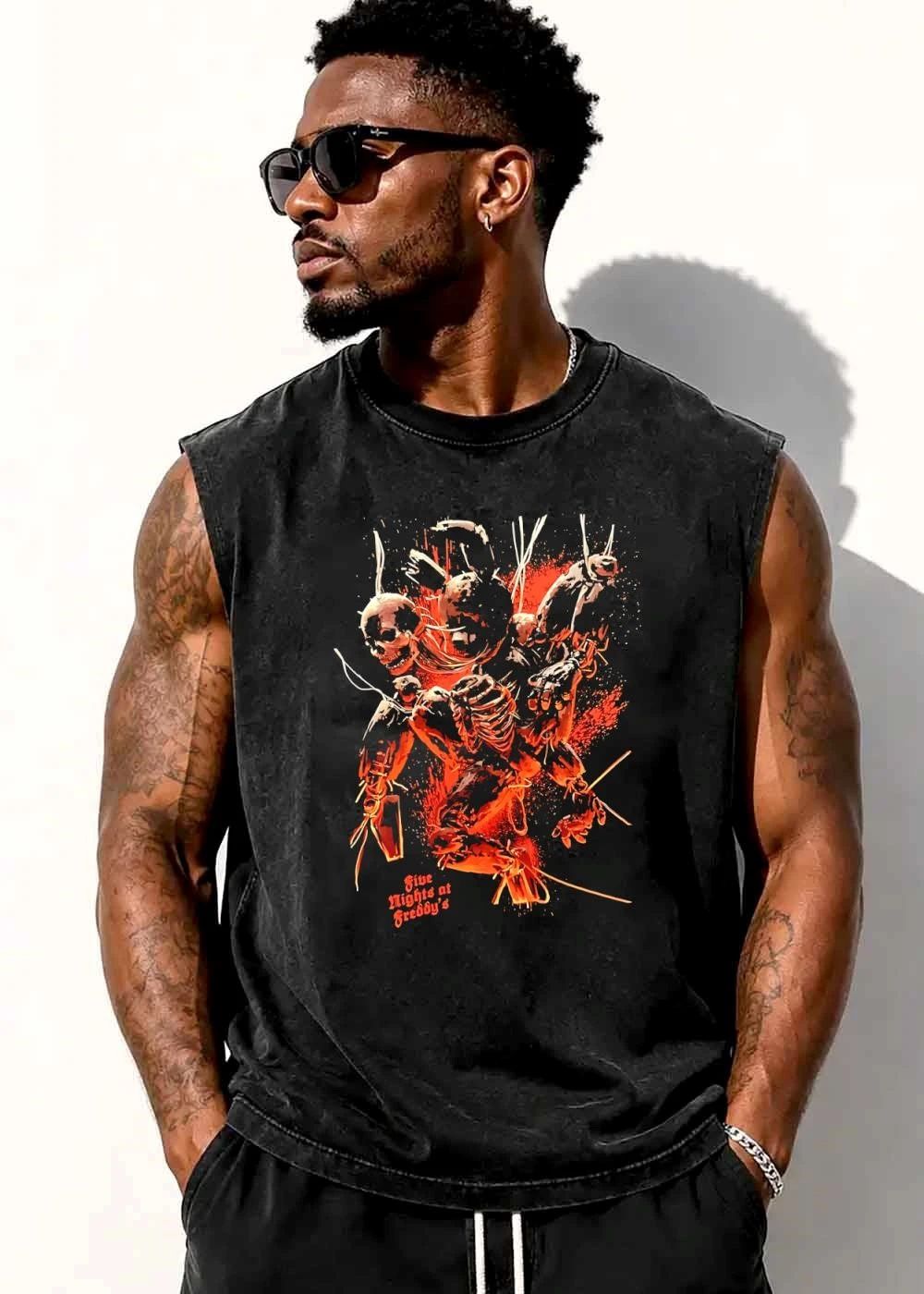 Five Nights At Freddys Skeletal Animatronic Fiery Paint Splatter shirt