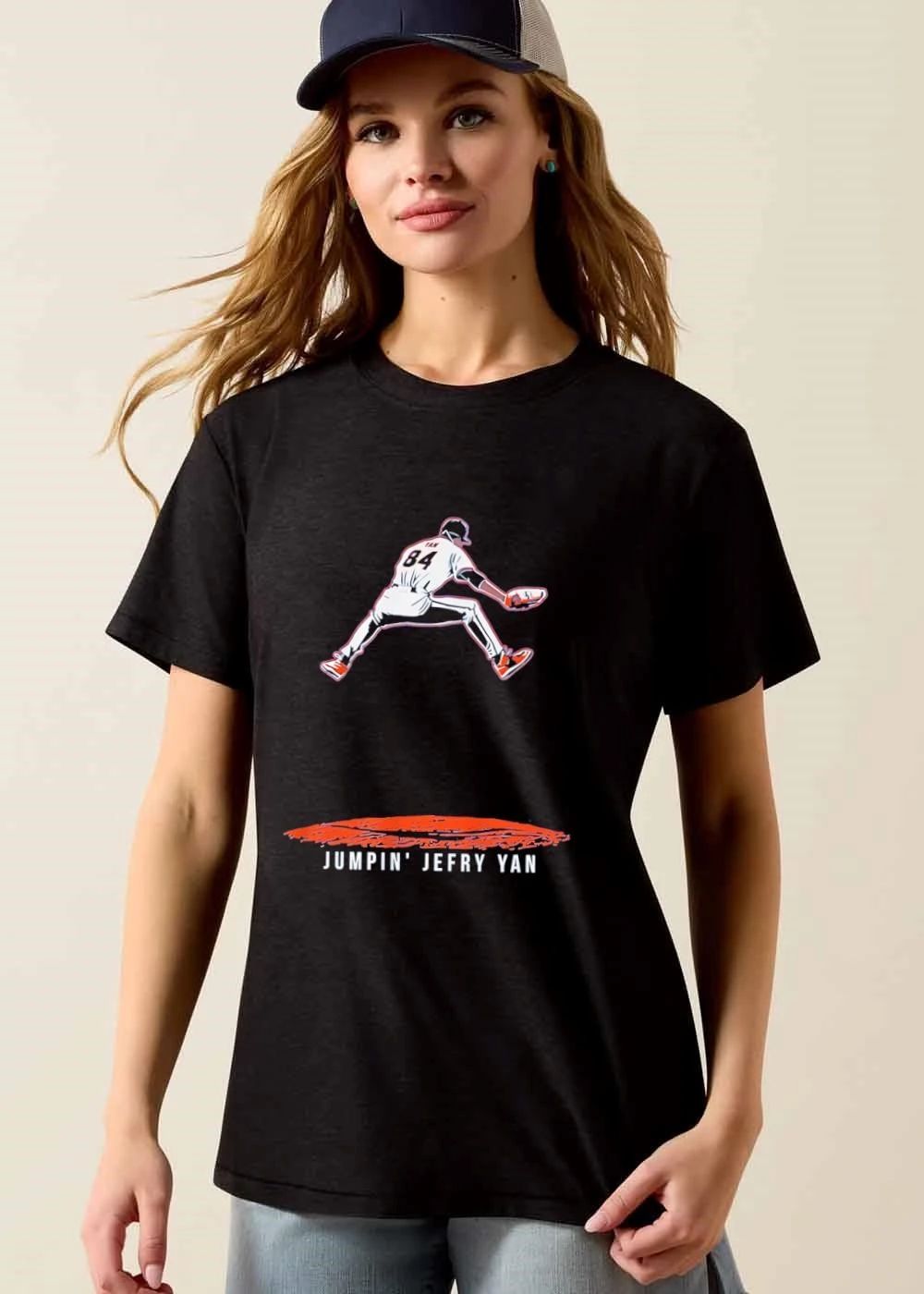 Jumpin Jefry Yan 84 Baseball Player Leaping High Above Pitchers Mound shirt
