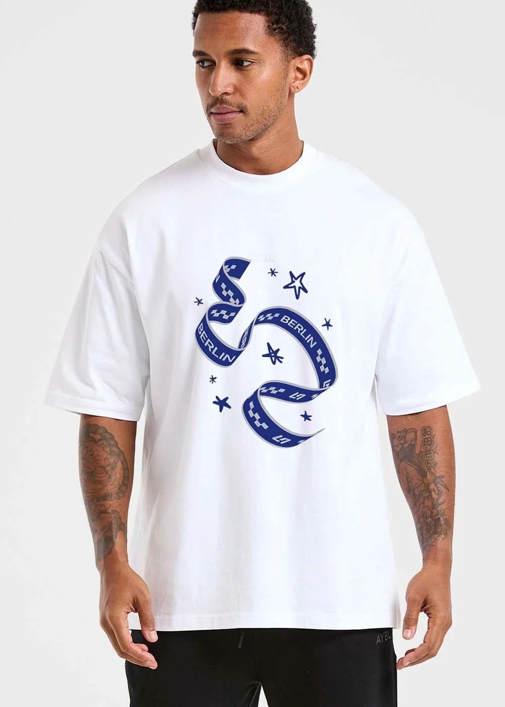 Berlin Checkered Streamer Floating Pattern Doodle Stars shirt