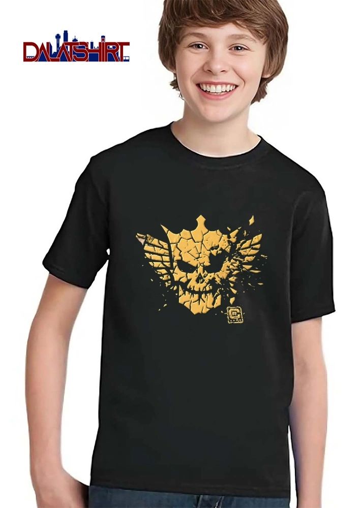 Shattered Golden Crowned Skull Winged Crest Cracked Glass R Emblem shirt