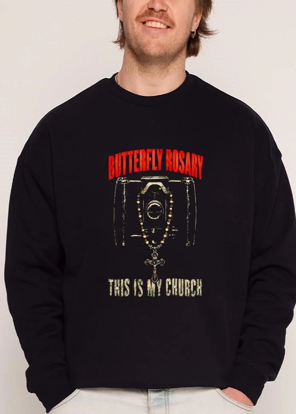 Butterfly Rosary This Is My Church Vintage Camera Crucifix Pendant shirt