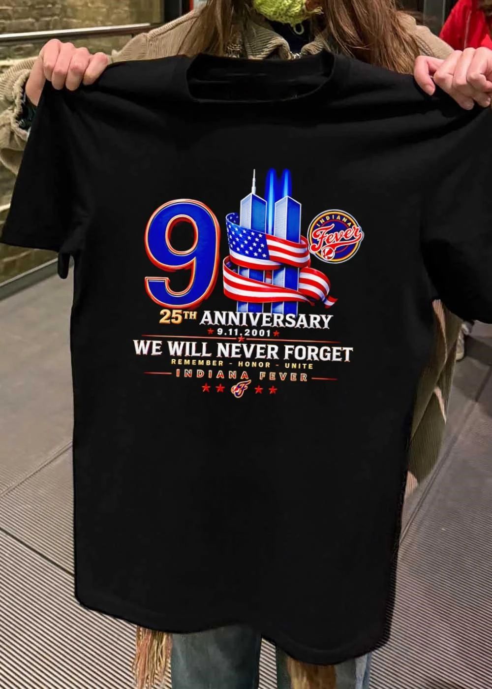 Indiana Fever WNBA We Will Never Forget 25th Anniversary 2001 Twin Towers American Flag shirt