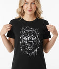 Snarling Wolf Shirt Men Angry Wolf Graphic Tee Gift For Biker Animal Lover