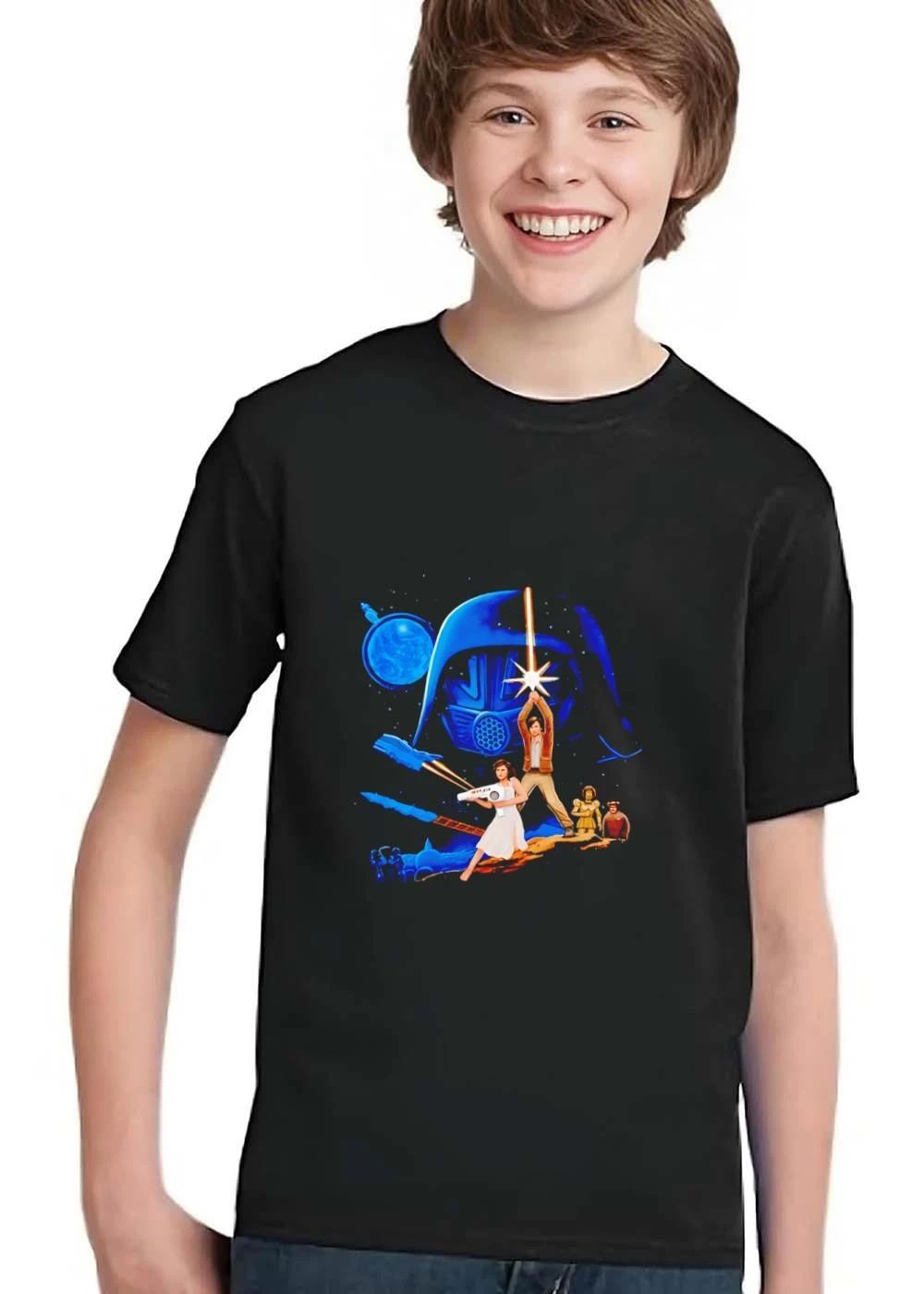 Retro Bootleg Sci Fi Movie Poster Heroes Holding Lightsaber Giant Helmet shirt