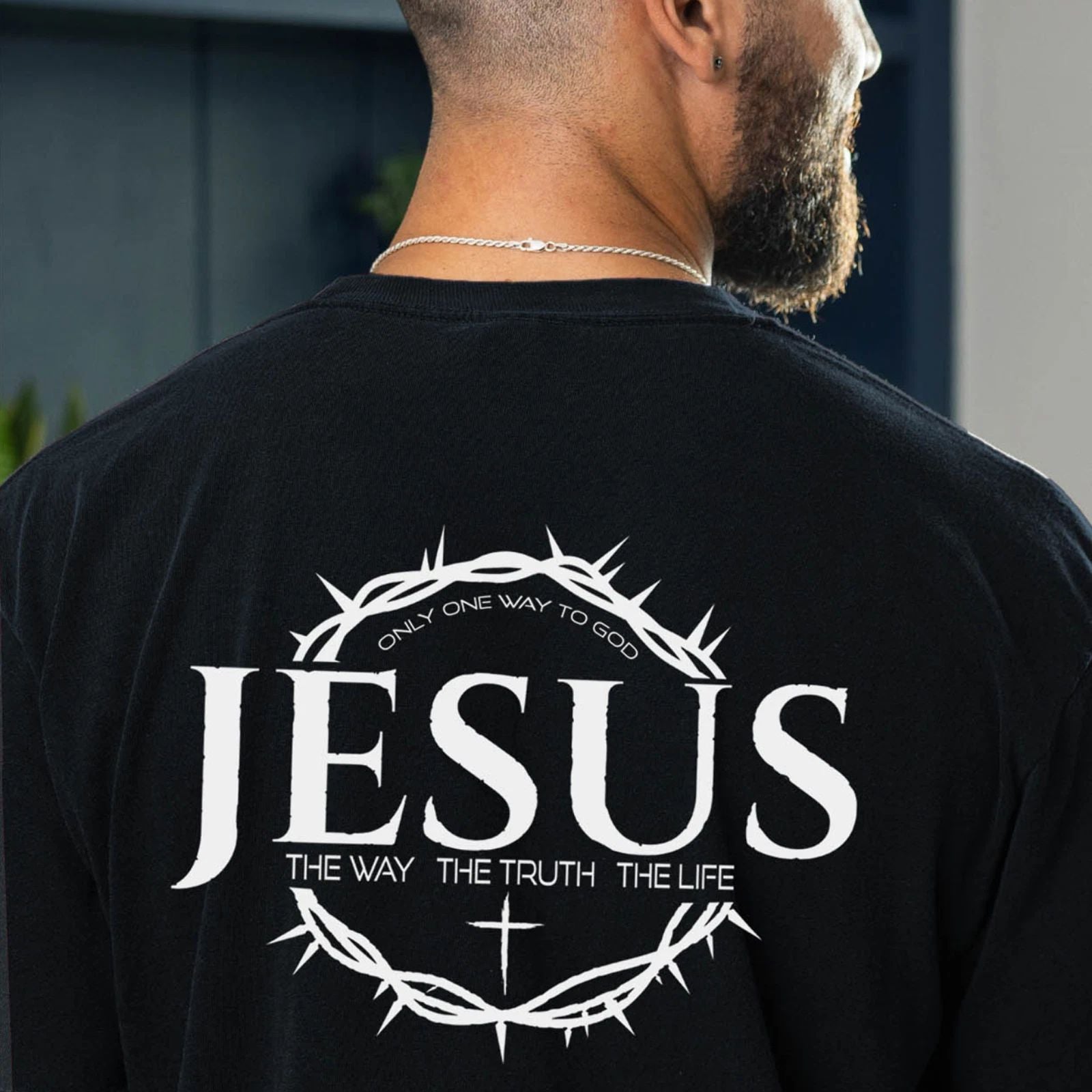 JESUS THE WAY THE TRUTH THE LIFE T SHIRT  CROWN OF THORNS GOD CHRISTIAN T SHIRT