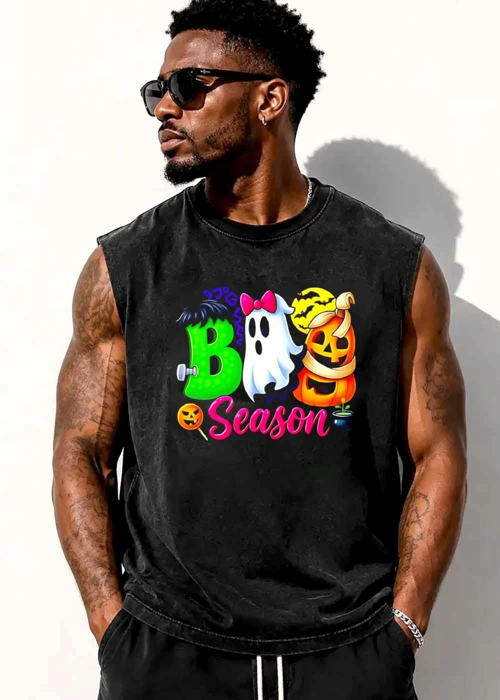 Boo Season Cartoon Frankenstein Ghost Jack O Lantern Moon shirt