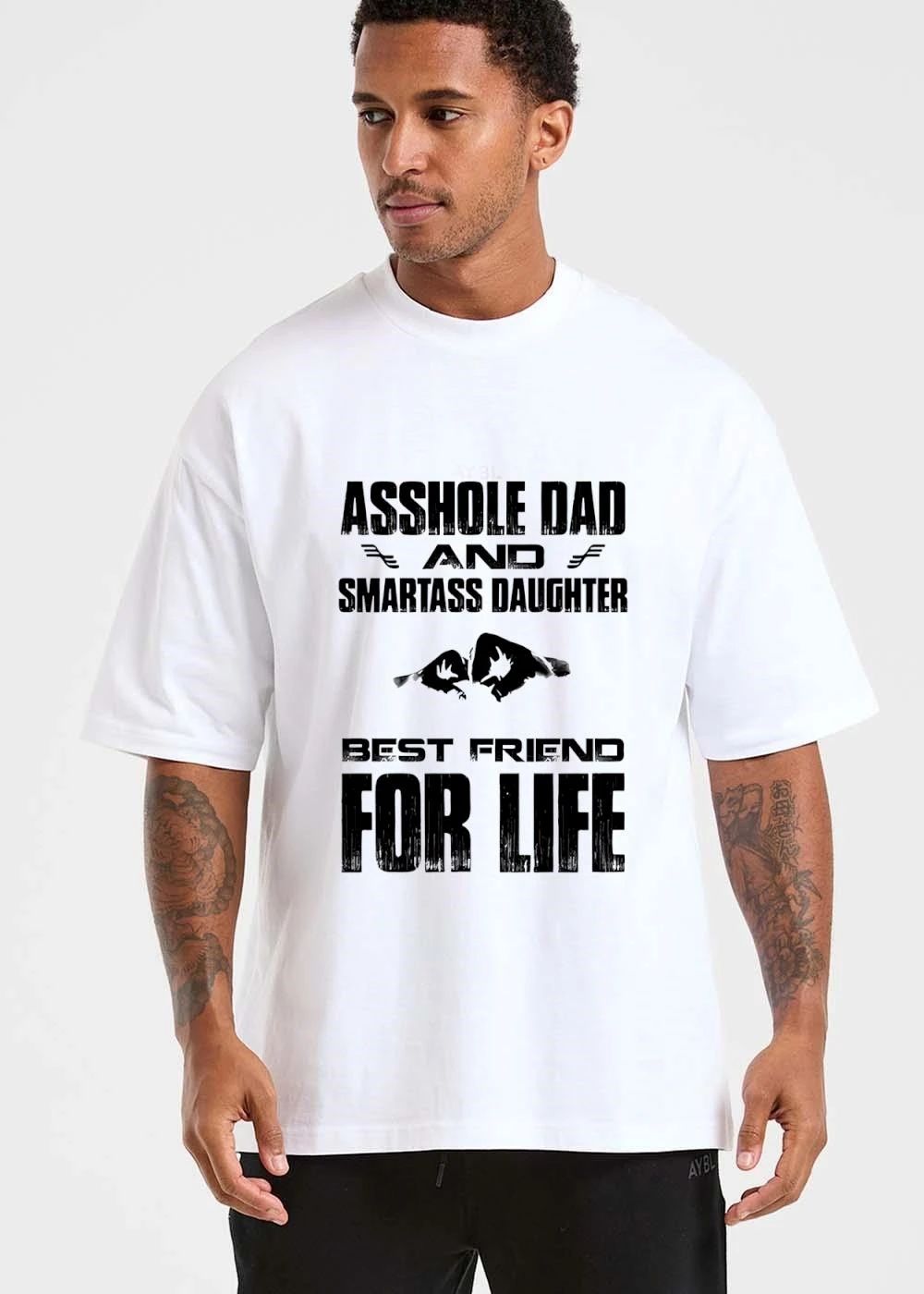 Asshole Dad And Smartass Daughter Best Friend For Life Distressed Fist Bump Silhouette shirt