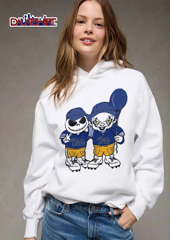 Pittsburgh Panthers NCAA Cartoon Jack Skellington Pennywise Holding Balloon shirt