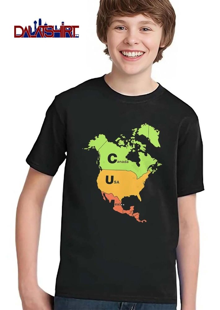 Canada USA Mexico Cum Acronym North America Continent Map Outline shirt
