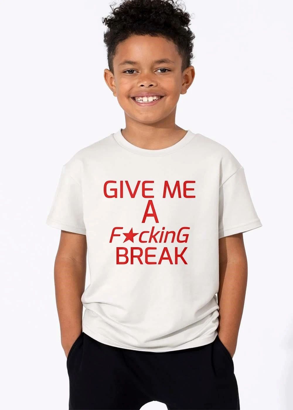 Give Me A Fucking Break Center Stacked Embossed Red Typography Star shirt