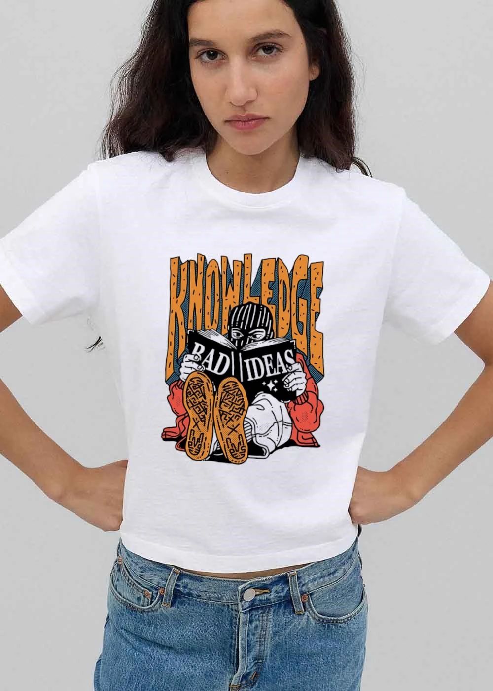 Knowledge Bad Ideas Elyski Balaclava Figure Reading Book Shoe Soles Halftone Cartoon shirt