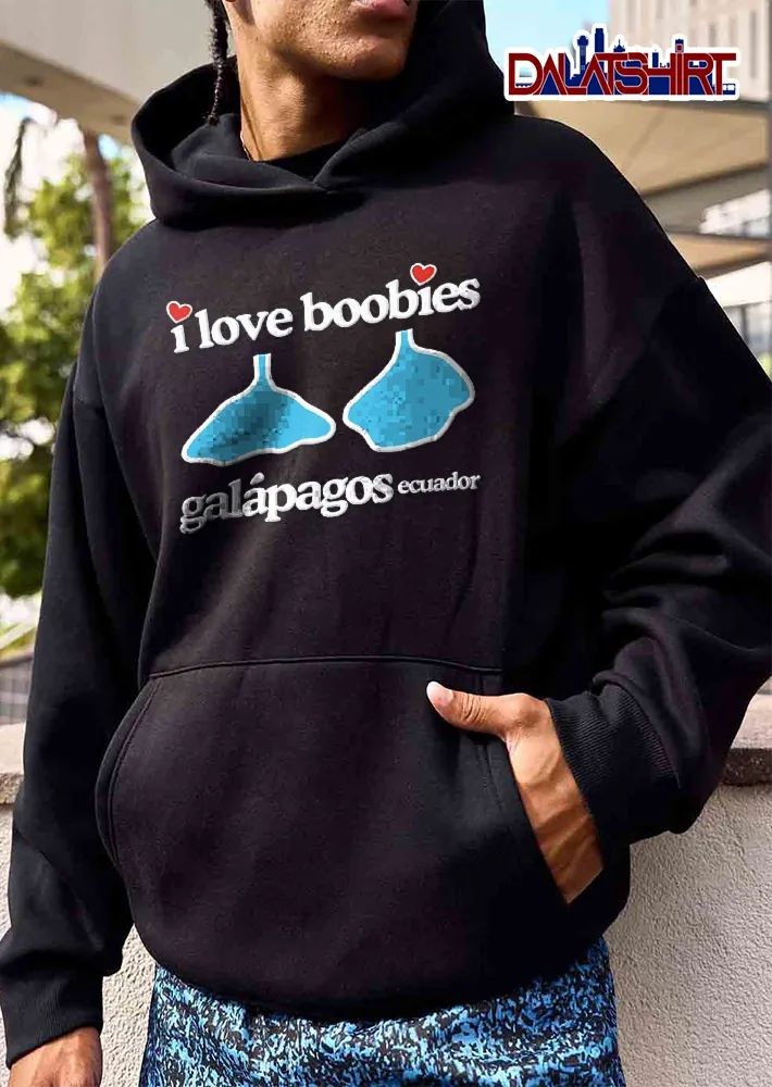 I Love Boobies Galapagos Ecuador Blue Webbed Feet Red Hearts Cartoon shirt