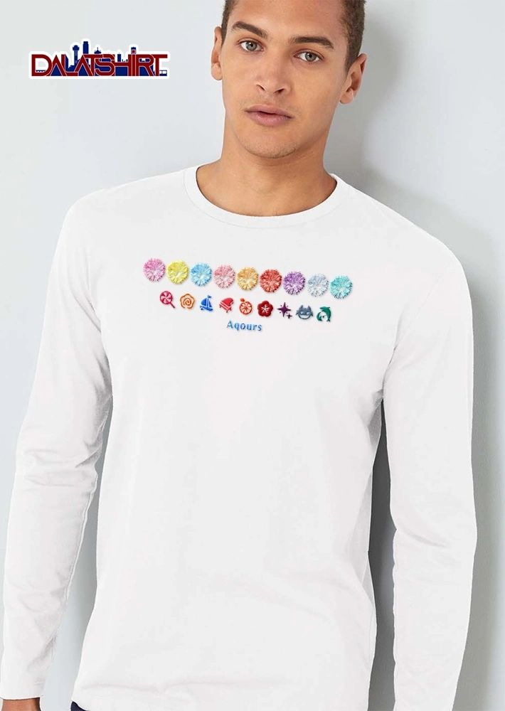 Aqours Colorful Pom Poms Anime Idol Character Member Symbols Icons shirt