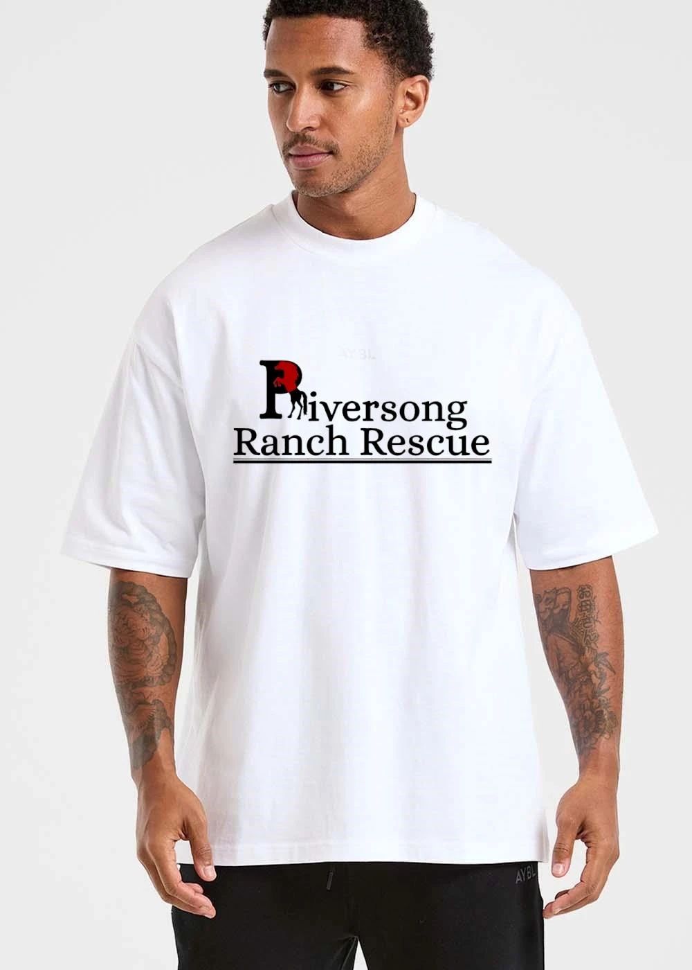 Riversong Ranch Rescue Red And Black Rearing Horse Silhouette shirt
