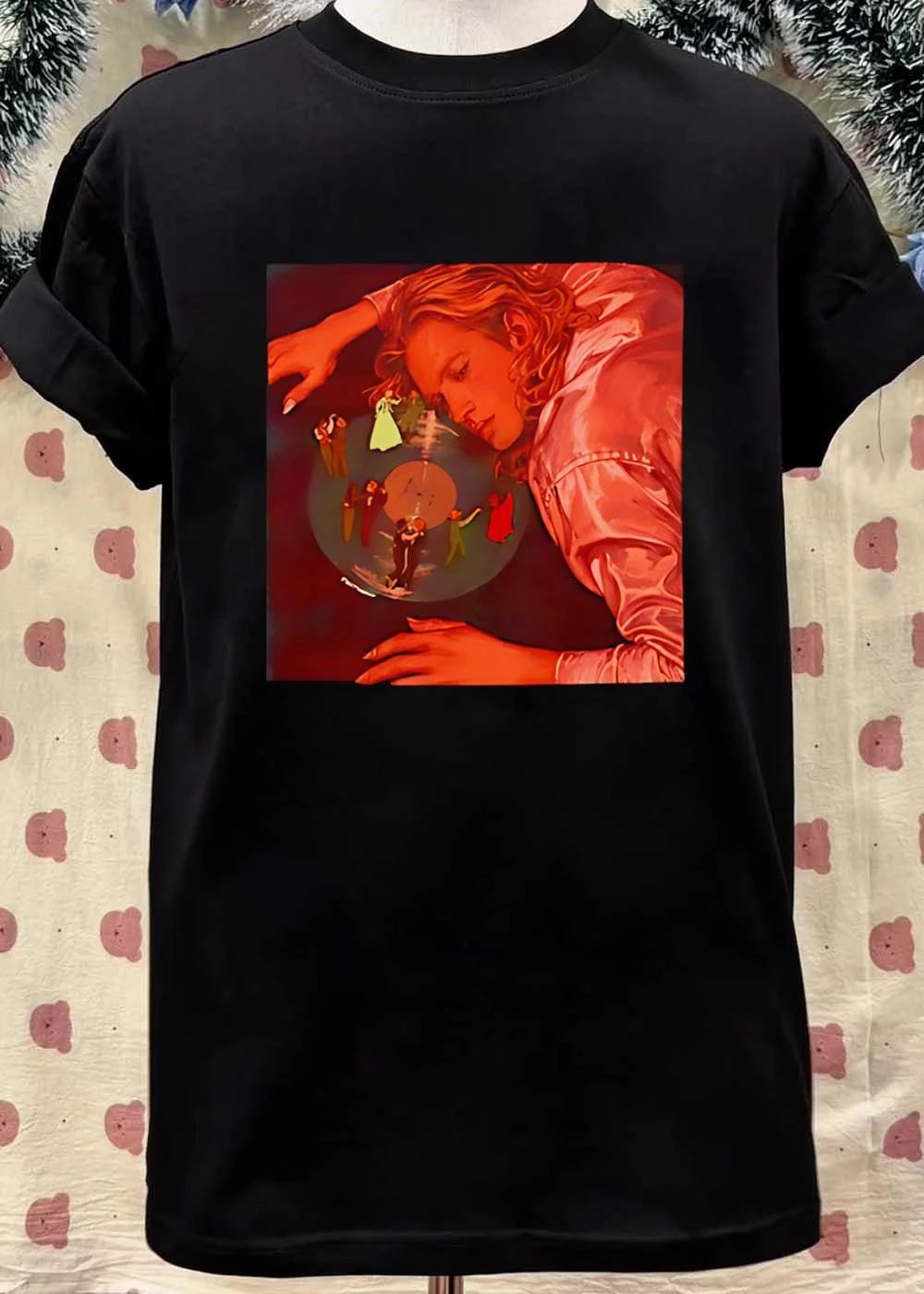 Young Man Resting on Vinyl Record Shirt