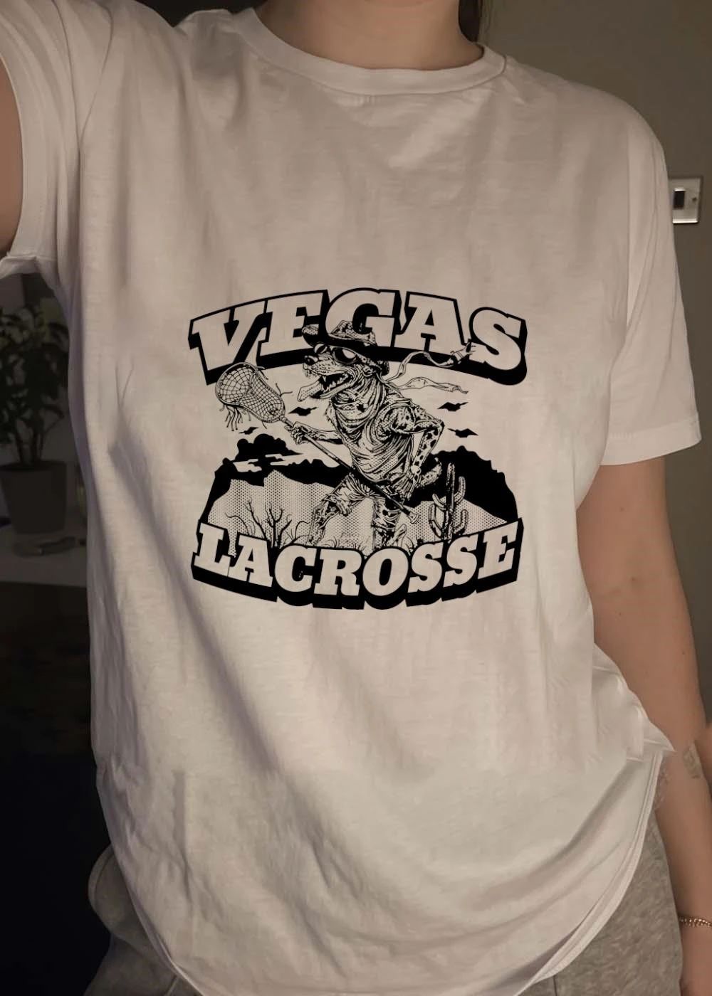 Vegas Lacrosse Shirt Dog Playing Lacrosse in Desert