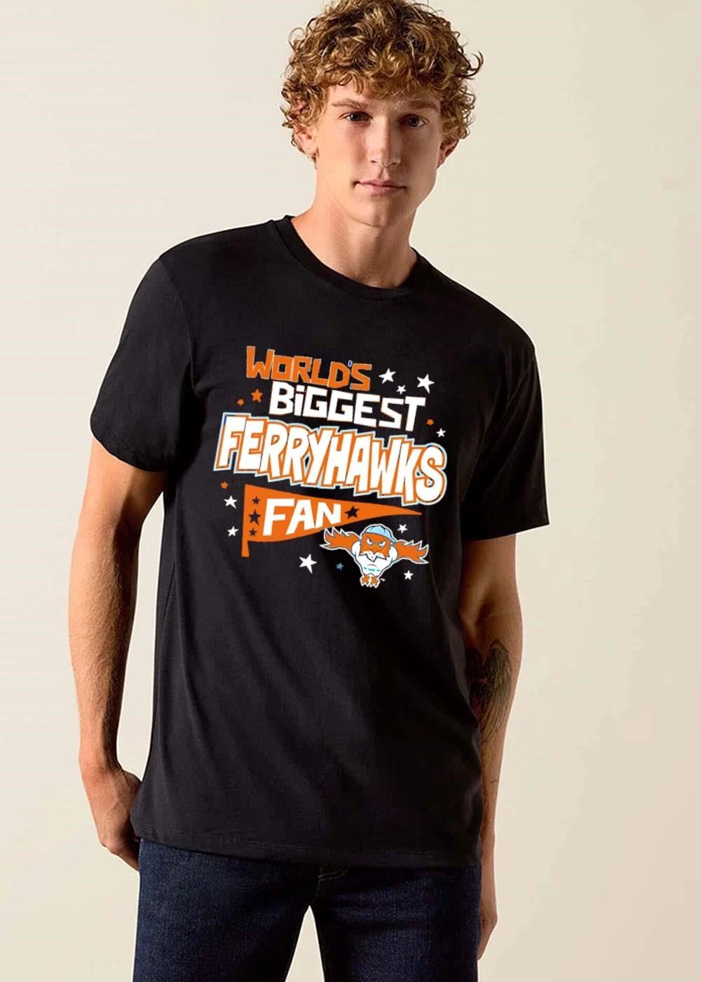 Staten Island Ferryhawks Worlds Biggest Fan Cartoon Mascot Pennant Stars shirt